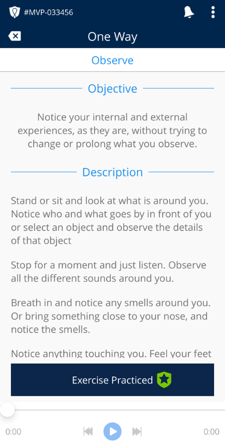 ALERT One Way Observe exercise with audio - design mockup